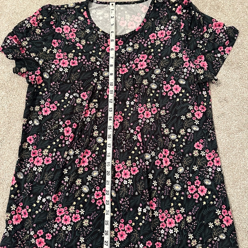 Floral Tiered Flutter Sleeve Pleated Top XL - Picture 8 of 11